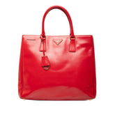 プラダ 三角ロゴプレート ハンドバッグ レッド レザー レディース PRADA 【中古】